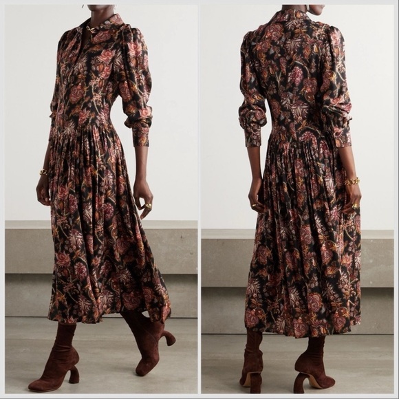 Ulla Johnson Dresses & Skirts - NWOT Ulla Johnson Celia Button Down Wool Blend Dress In Viola Floral Print Sz 2